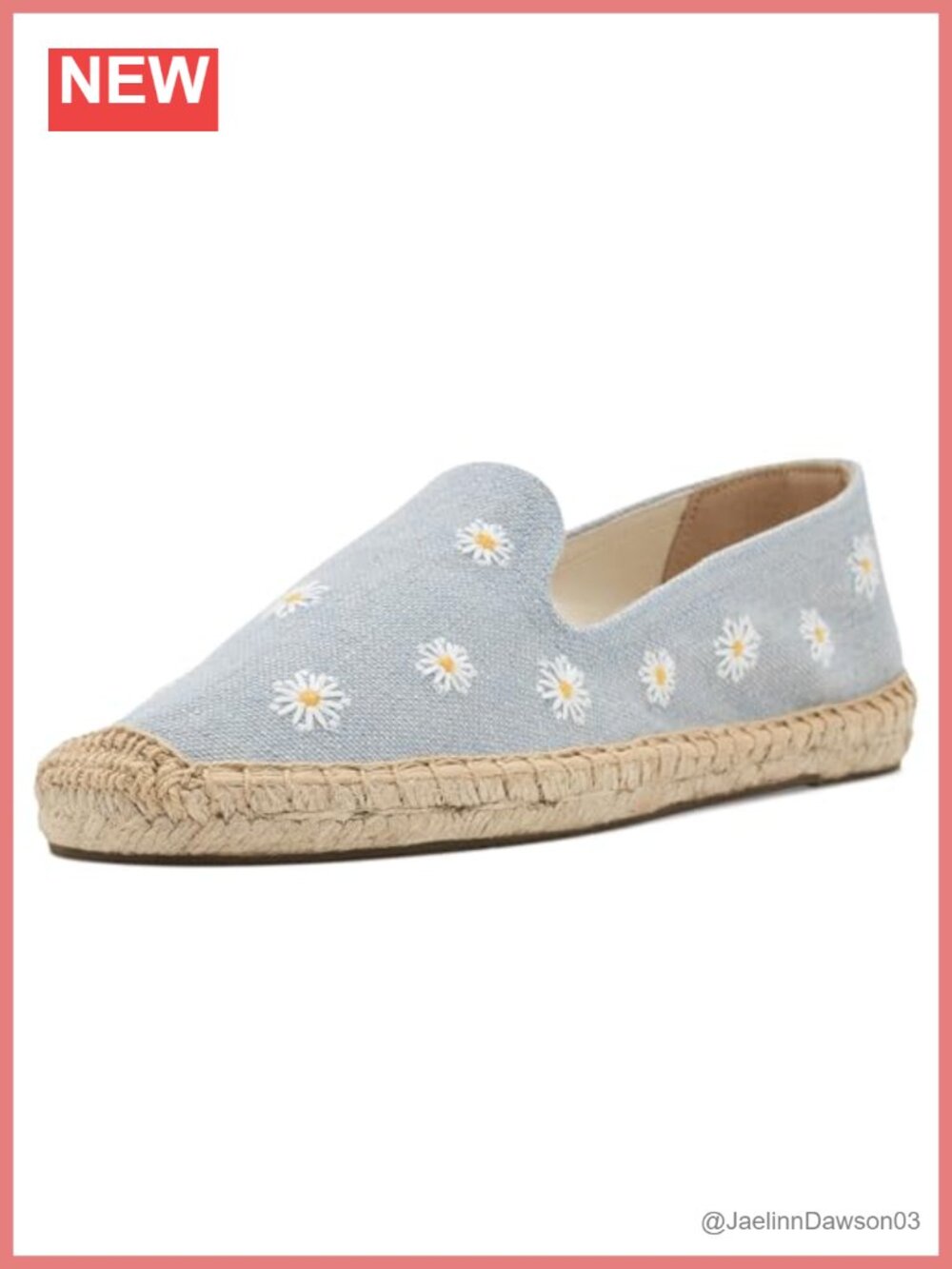 Cotton Floral Espadrille Flats - Lightweight Jute Sole, Pull-On